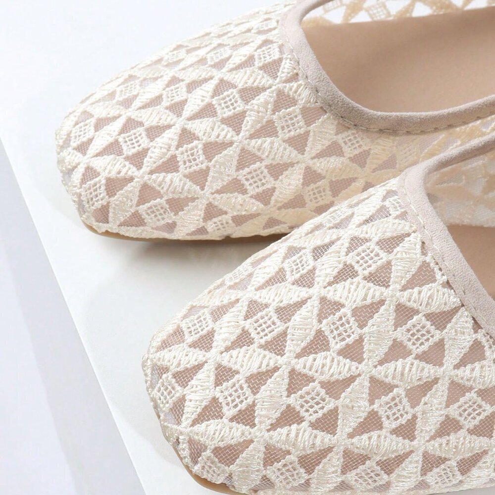 Apricot Elegant Women's Hollow Out Slip-On Flats - Picture 3 of 7